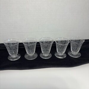 Baccarat France Michelangelo Cordial Glasses Etched Crystal Footed Blown Glass